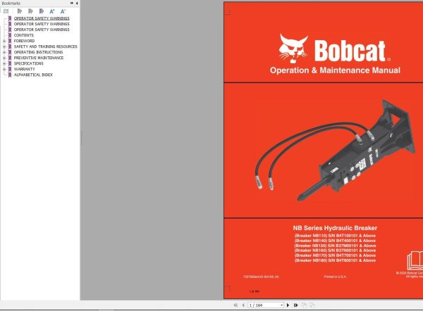 Bobcat Hydraulic Breaker NB110 to NB180 Operation and Maintenance Manual 7357565 04.2020