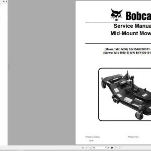 Bobcat Mid Mount Mower M60 M60 5 Service Manual 7376996 06.2020