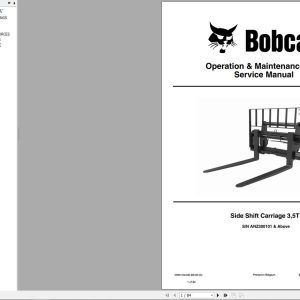 Bobcat Side Shift Carriage 35T Operation and Maintenance Manual 6990122 03.2020