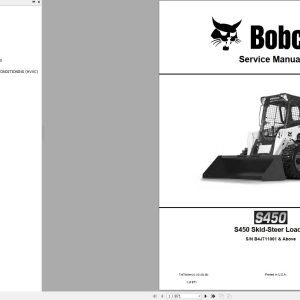 Bobcat Skid Steer Loader S450 Service Manual 7397845 2020