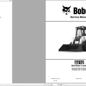 Bobcat Skid Steer Loader S510 Service Manual 2020
