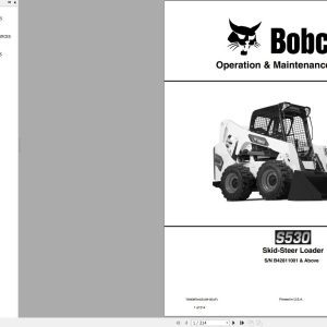 Bobcat Skid Steer Loader S530 Operation and Maintenance Manual 7296397 2020