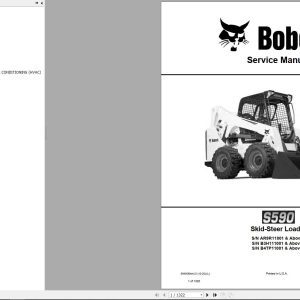 Bobcat Skid Steer Loader S590 Service Manual 2020