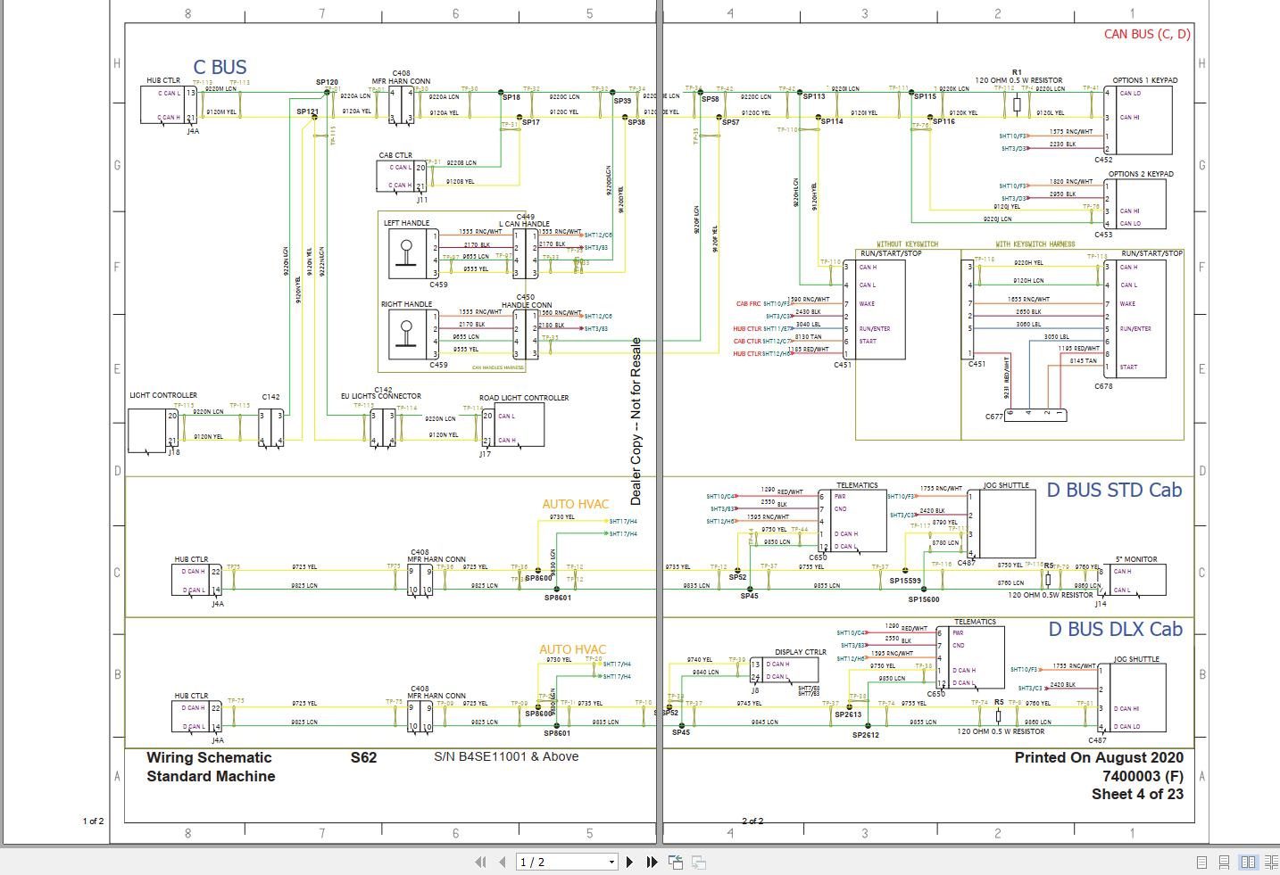 Bobcat Skid Steer Loader S62 Electric and Hydraulic Schematic