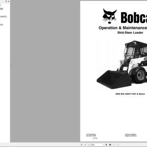 Bobcat Skid Steer Loader S630 Operation and Maintenance Manual 7427752 2020