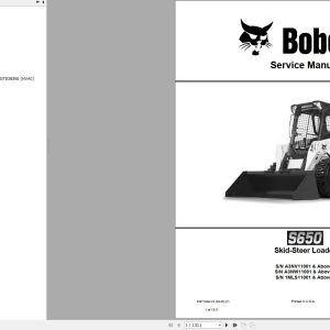 Bobcat Skid Steer Loader S650 Service Manual 2020