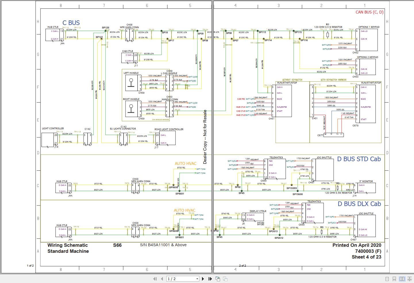 Bobcat Skid Steer Loader S66 Hydraulic Electric Schematic
