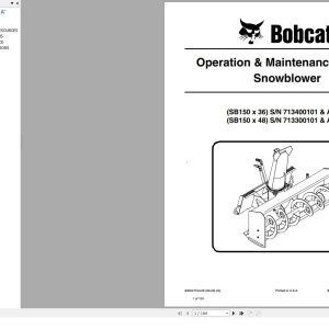 Bobcat Snowblower SB150x36 SB150x48 Operation and Maintenance Manual 6902477 09.2020