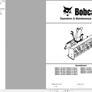 Bobcat Snowblower SB200x54 to SBX240x84 Operation and Maintenance Manual 6902052 11.2020