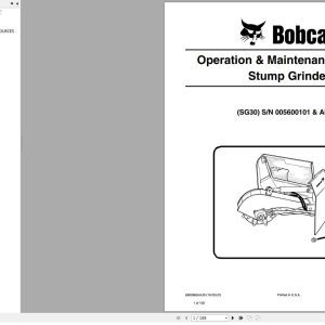 Bobcat Stump Grinder SG30 Operation and Maintenance Manual 6902662 10.2020