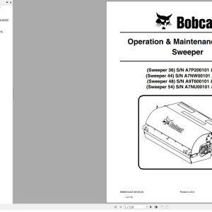 Bobcat Sweeper 36 44 48 54 Operation and Maintenance Manual 6986561 09.2020