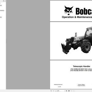 Bobcat Telescopic Handler T35105 Operation and Maintenance Manual 7400375 2020