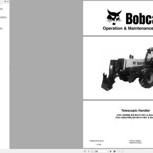 Bobcat Telescopic Handler T35130 Operation and Maintenance Manual 7400383 2020