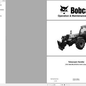 Bobcat Telescopic Handler T36120 Operation and Maintenance Manual 7400377 2020