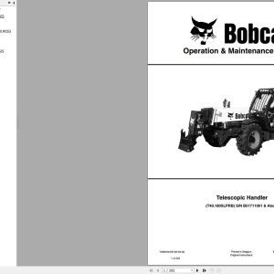 Bobcat Telescopic Handler T40180 Operation and Maintenance Manual 7400392 2020