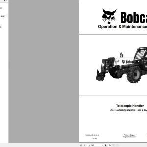 Bobcat Telescopic Handler T41140 Operation and Maintenance Manual 7400389 2020