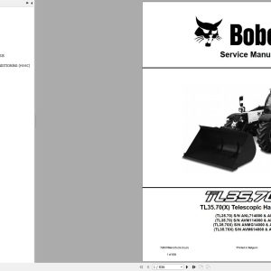 Bobcat Telescopic Handler TL3570 Service Manual 7283169 2020
