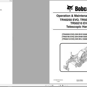 Bobcat Telescopic Handler TR40250 TR50190 TR50210 EVO Operation and Maintenance Manual 7277186 2020