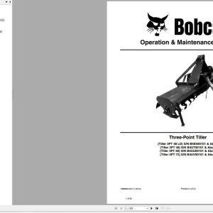 Bobcat Three Point Tiller 3PT48 to 3PT72 Operation and Maintenance Manual 7383803 11.2020