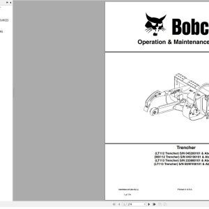 Bobcat Trencher LT112 LT113 MX112 Operation and Maintenance Manual 6902550 08.2020