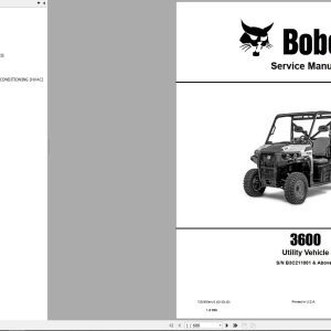 Bobcat Utility Vehicle 3600 Service Manual 7252955 2020