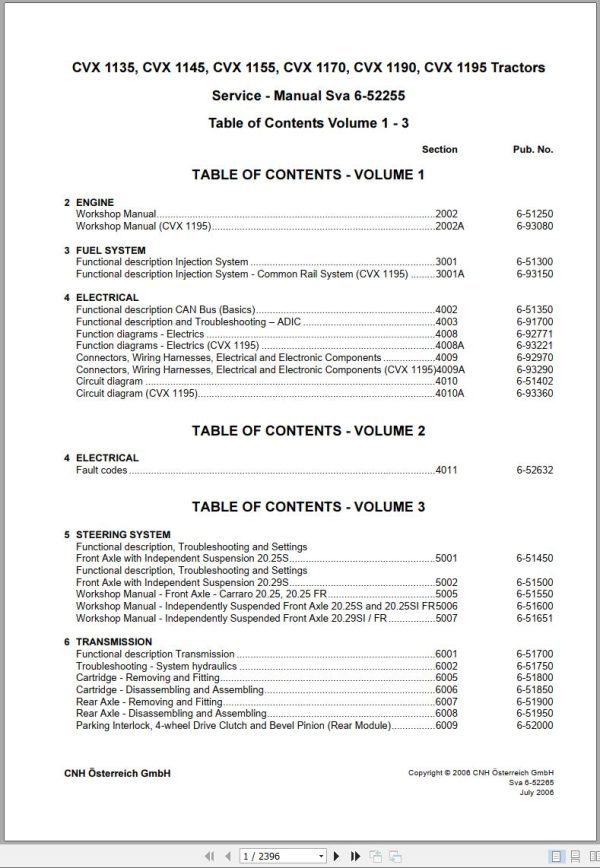 Case Tractor CVX1135 to CVX1195 Service Manual