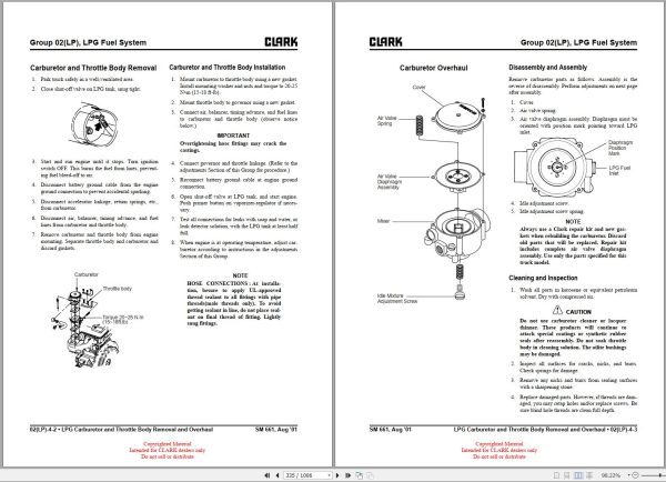 Clark Forklift C15 to C35 D L G Service Manual SM 661 1