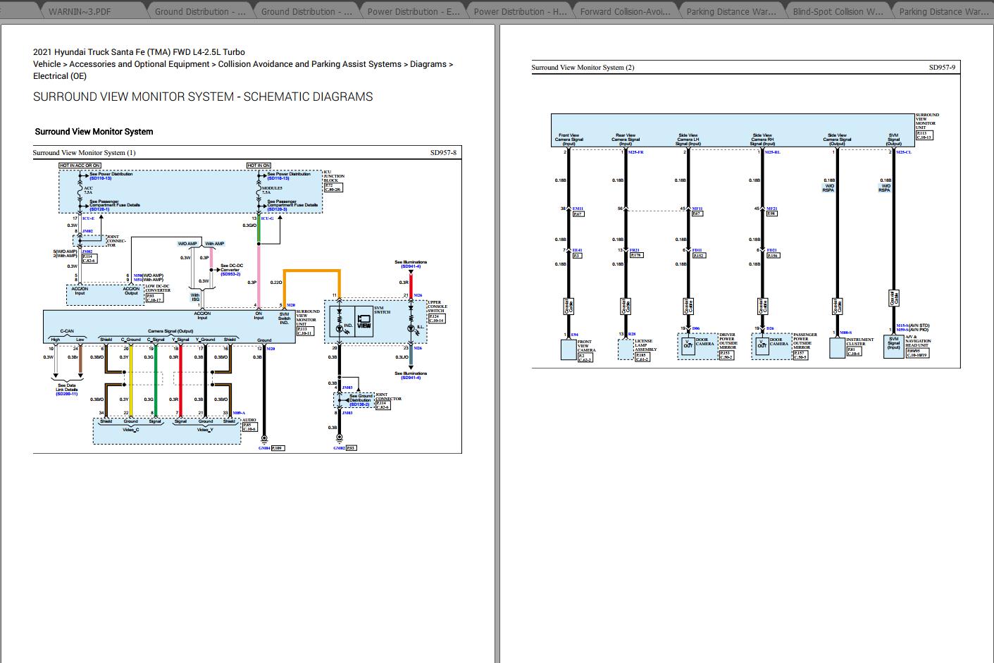 Hyundai Santa Fe 2021 FWD L42.5L Turbo Electrical Wiring Diagrams
