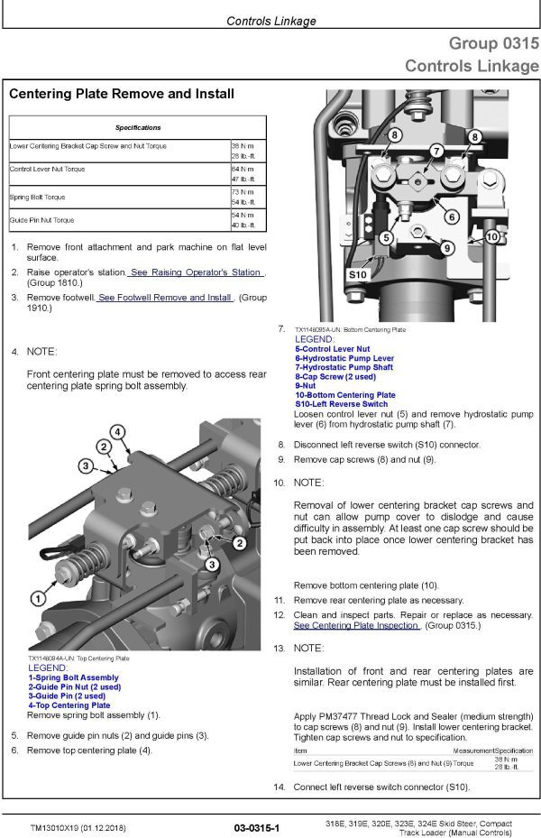 John Deere 318E 319E 320E 323E 324E Loaders Repair Technical Manual TM13010X19 2
