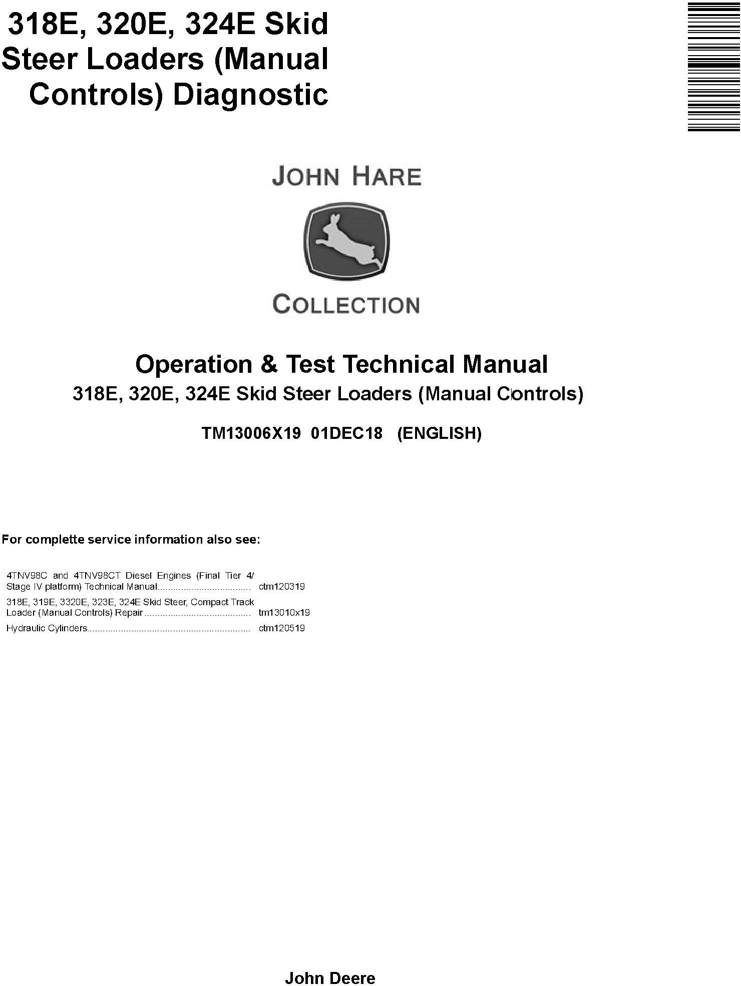 John Deere 318E 320E 324E Skid Steer Loaders Operation Test Manual TM31006X19 1