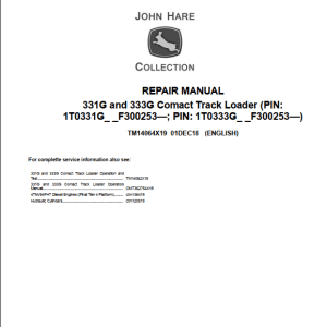 John Deere Comact Track Loader 331G 333G Repair Manual TM14064X19