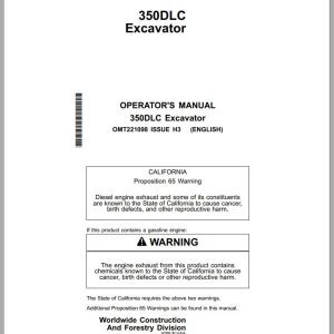John Deere Excavator 350DLC Operators Manual OMT221098