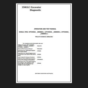John Deere Excavator 350GLC DiagnosticManual Operation and Test Service Manual 1 1
