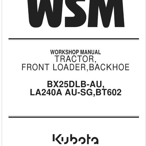Kubota Backhoe BT601 Manual