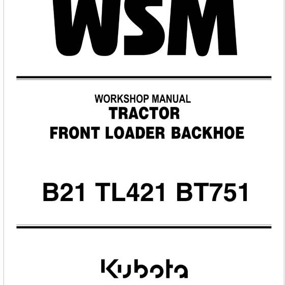 Kubota Backhoe BT603 Manual