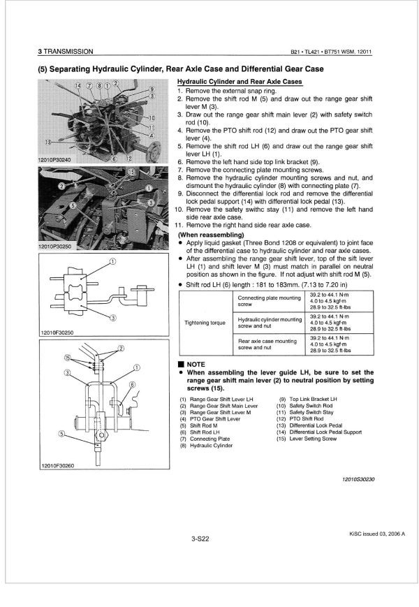 Kubota Backhoe BT751 Manual