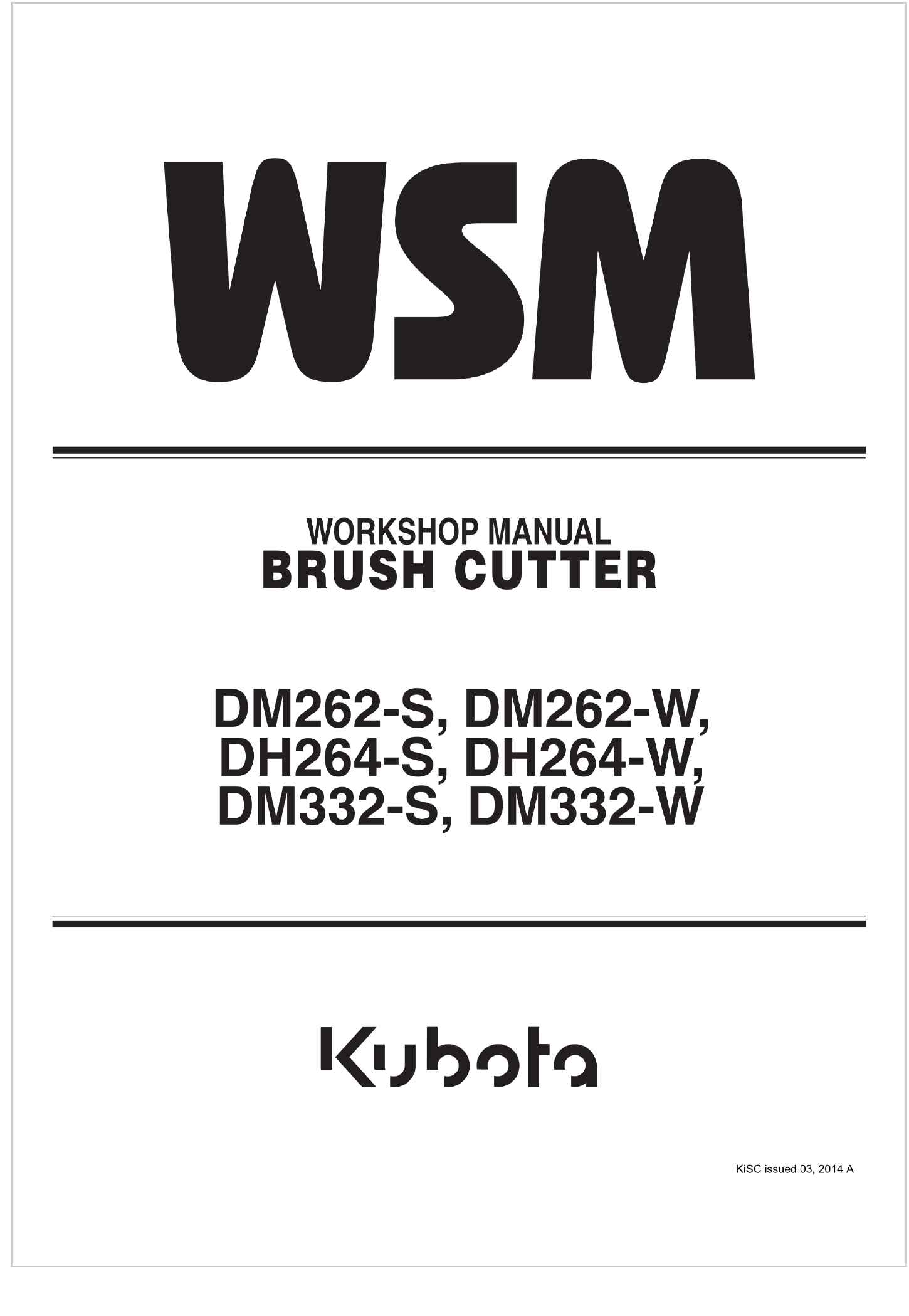Kubota Brush Cutter DH264 W Workshop Manual