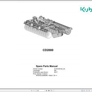 Kubota Compact Disc Harrow CD2000 Spare Parts Manual 2017