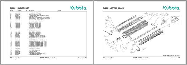 Kubota Cultivators CU2000 Spare Parts Manual 2017 1