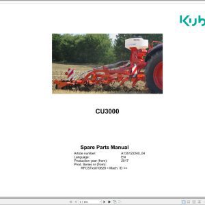 Kubota Cultivators CU3000 Spare Parts Manual 2017