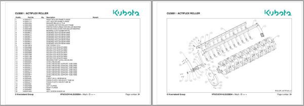 Kubota Cultivators CU3001 Spare Parts Manual 2020 1