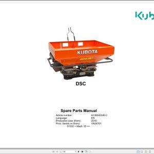 Kubota Disc Spreaders DSC Spare Parts Manual 2016