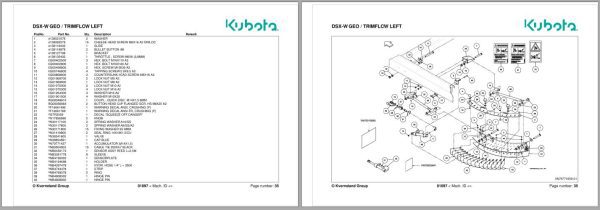 Kubota Disc Spreaders DSX W GEO Spare Parts Manual 2016 1