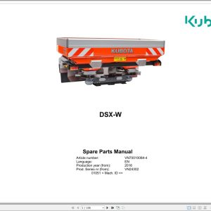 Kubota Disc Spreaders DSX W Spare Parts Manual 2016