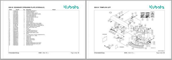 Kubota Disc Spreaders DSX W Spare Parts Manual 2016 1