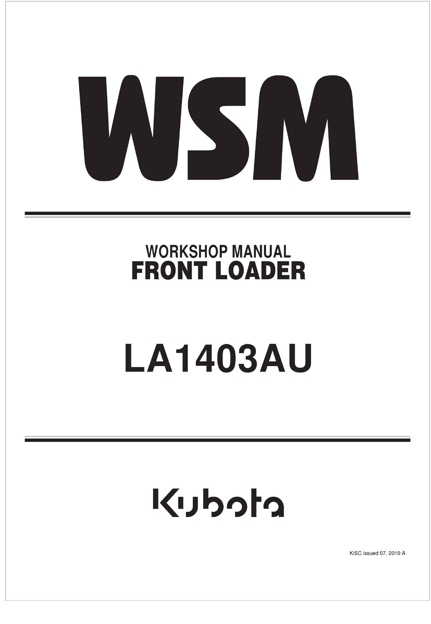 Kubota Front Loader LA1403AU Workshop Manual