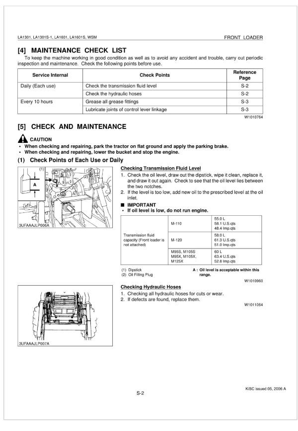 Kubota Front Loader LA1601S Workshop Manual 1