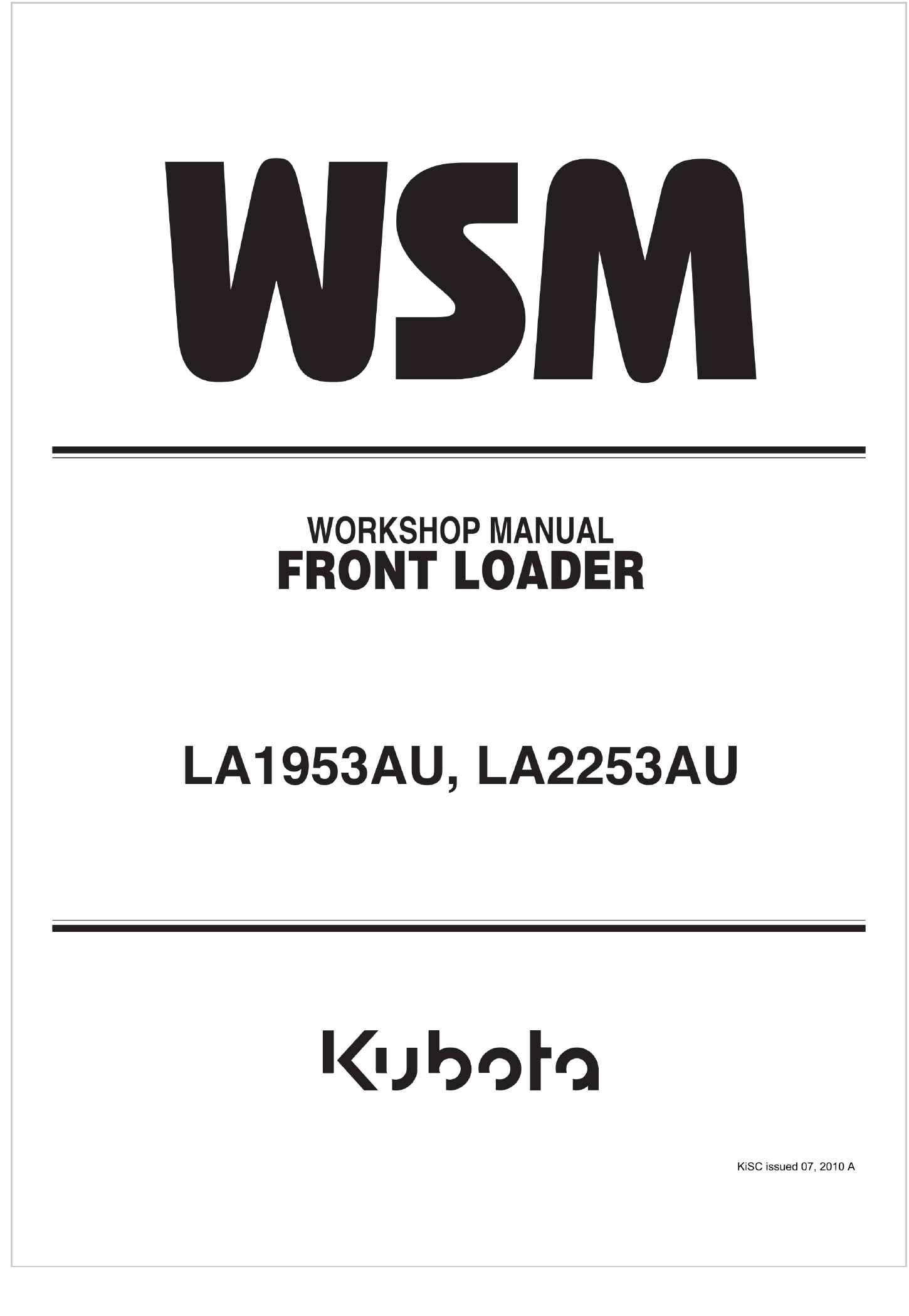 Kubota Front Loader LA2253AU Workshop Manual