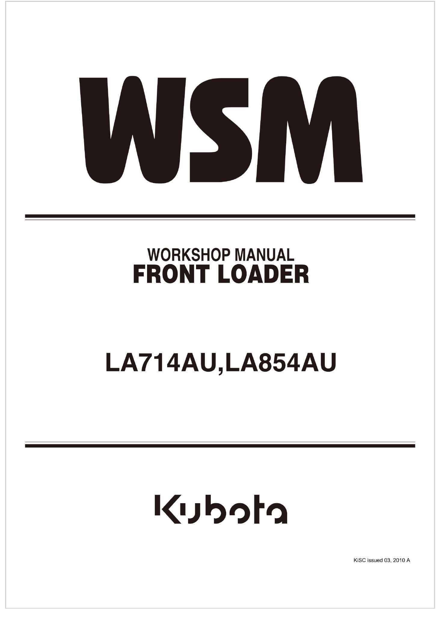Kubota Front Loader LA854AU Workshop Manual