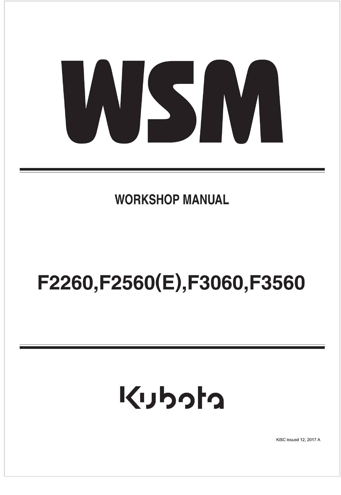 Kubota Front Mount Mower F2560E Workshop Manual